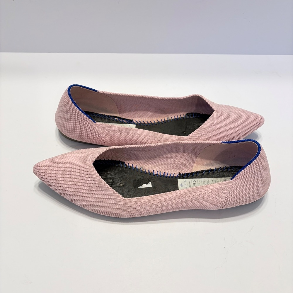 Rothys The Point Blush Pink Knit Pointed Toe Ballet Flats Womens 8.5 No Insoles